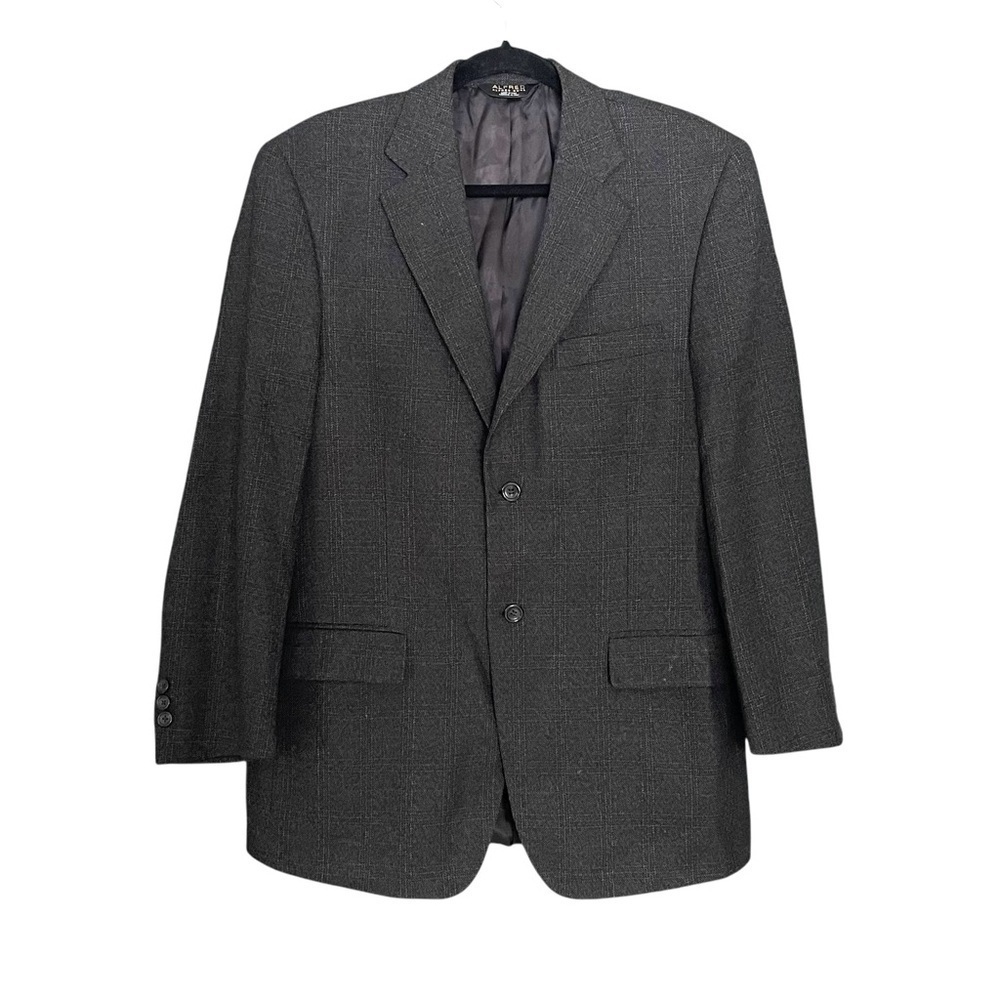 ALFRED SUNG Men's Wool Blazer 40R Grey Windowpane